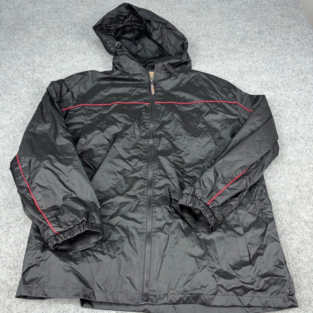 Cold Storage Windbreaker Jacket Mens Large Black Red Foul Weather Gear Hooded L